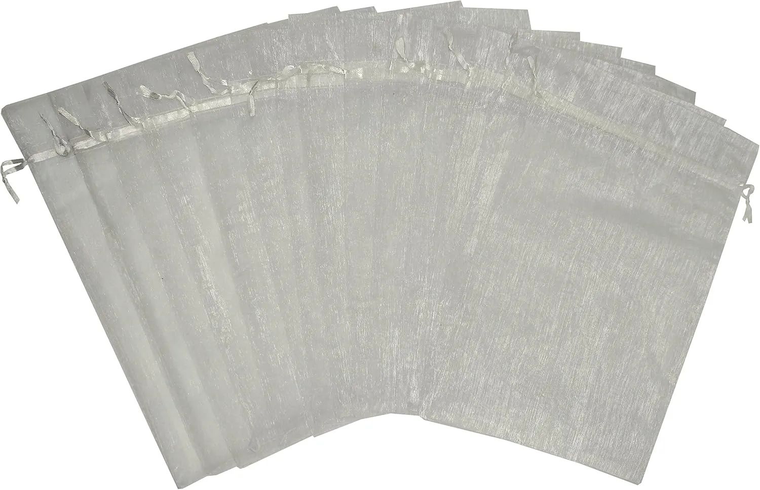 Ankirol 50pcs Sheer Organza Favor Bags 12 X 16 INCH X Large Organza Drawstring Bags (white)