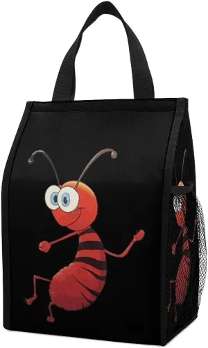 Ant Lunch Bag Foldable Lunch Box Portable Insulated Tote Bags with Handle for Office School