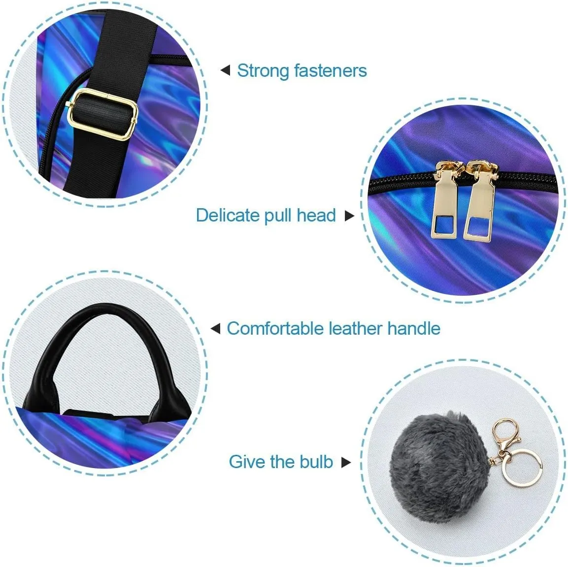 Anti Theft Backpack 3D Foil Blue Metallic Texture Liquid Women Large Fashion Travel Shoulder Bag Purse Rucksack Lightweight