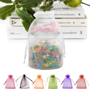 ANZNKU 100 Pack Premium White Organza Bags 6x9 inches Mesh Organza Favor Bags Drawstring, Gift Bags for Party Wedding Christmas Favor, Sheer Gift Bag