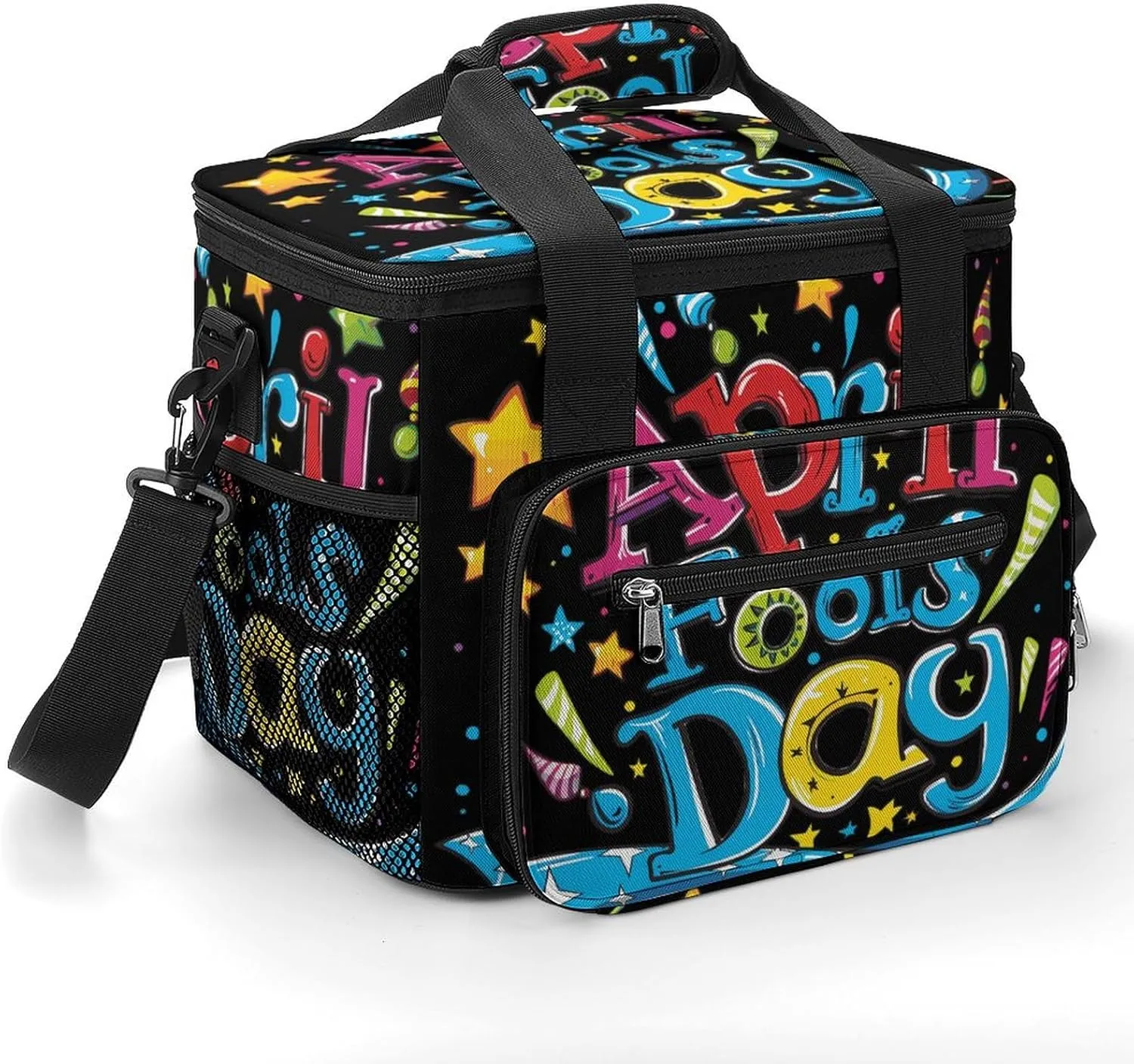 April Fool's Day Soft Cooler Bag Insulated Grocery Bags Large Lunch Box for Travel Camping Car