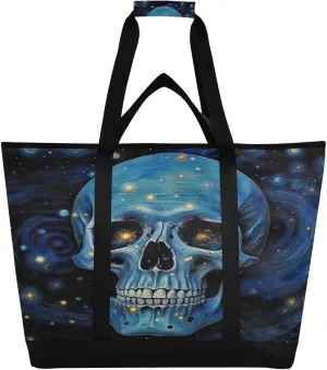 Art Starry Sky Skull Reusable Insulated Lunchbox Cooler Bag, Leakproof Kitchen Grocery Bag Collapsible Portable Cooler Tote Bag for Picnic, Camping, Office, Travel