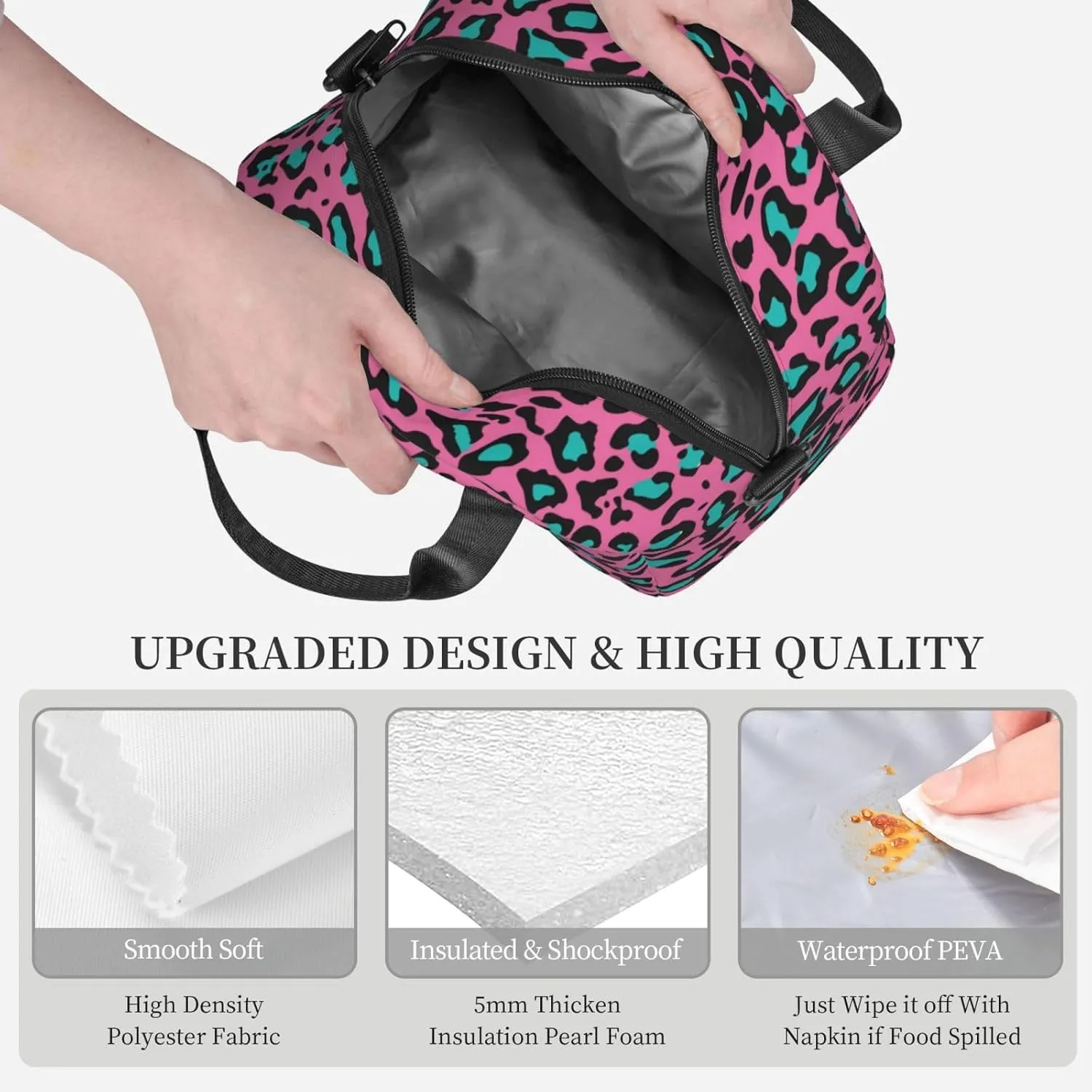Asian Theme,Insulated Reusable Lunch Bag with Adjustable Shoulder Strap for Adults,Nature Cherry Flower Flying Gulls,Leakproof Office Picnic Hiking Beach Tote Bag,Beige Red Black,9x5x7.8in