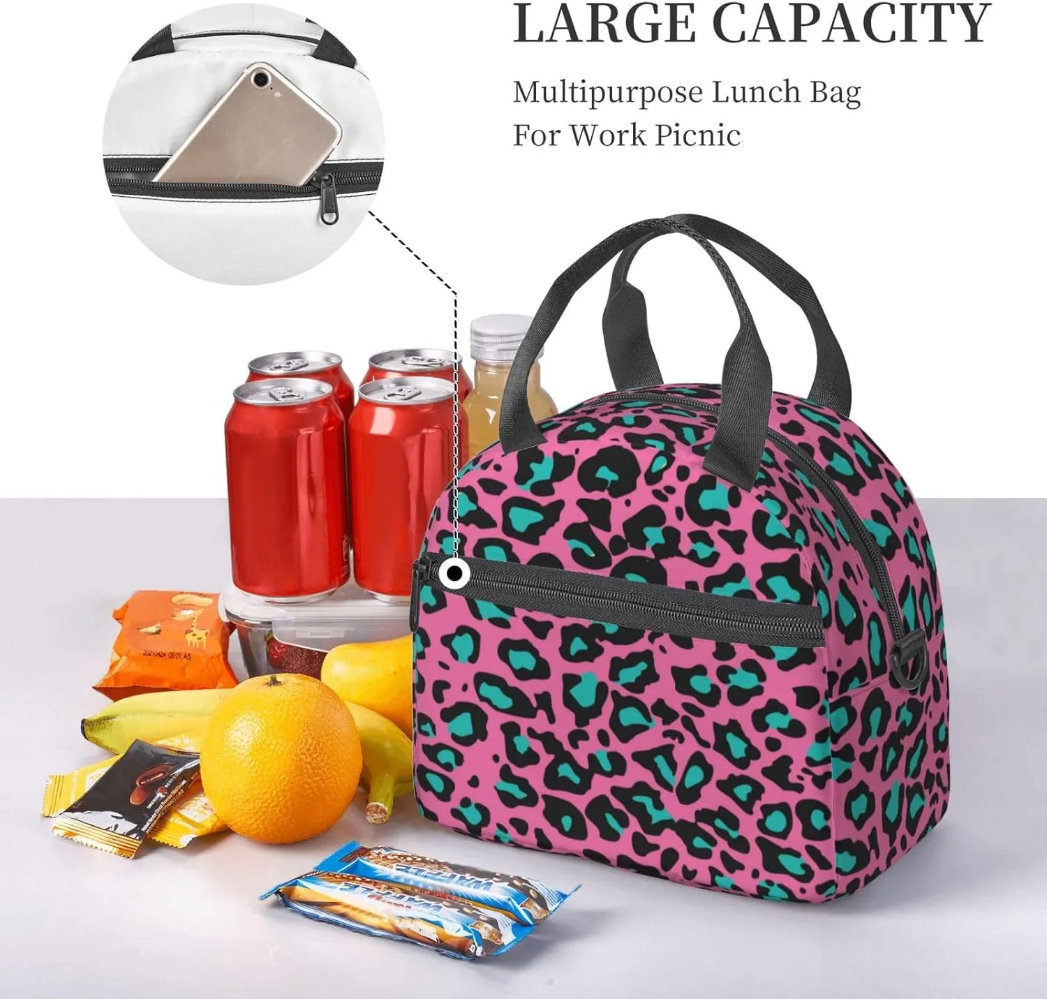 Asian Theme,Insulated Reusable Lunch Bag with Adjustable Shoulder Strap for Adults,Nature Cherry Flower Flying Gulls,Leakproof Office Picnic Hiking Beach Tote Bag,Beige Red Black,9x5x7.8in