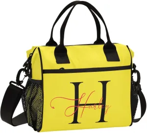 Aslsiy Personalized Lunch Bag Butter Customized Name Letter Insulated Lunch Box Gift for Women