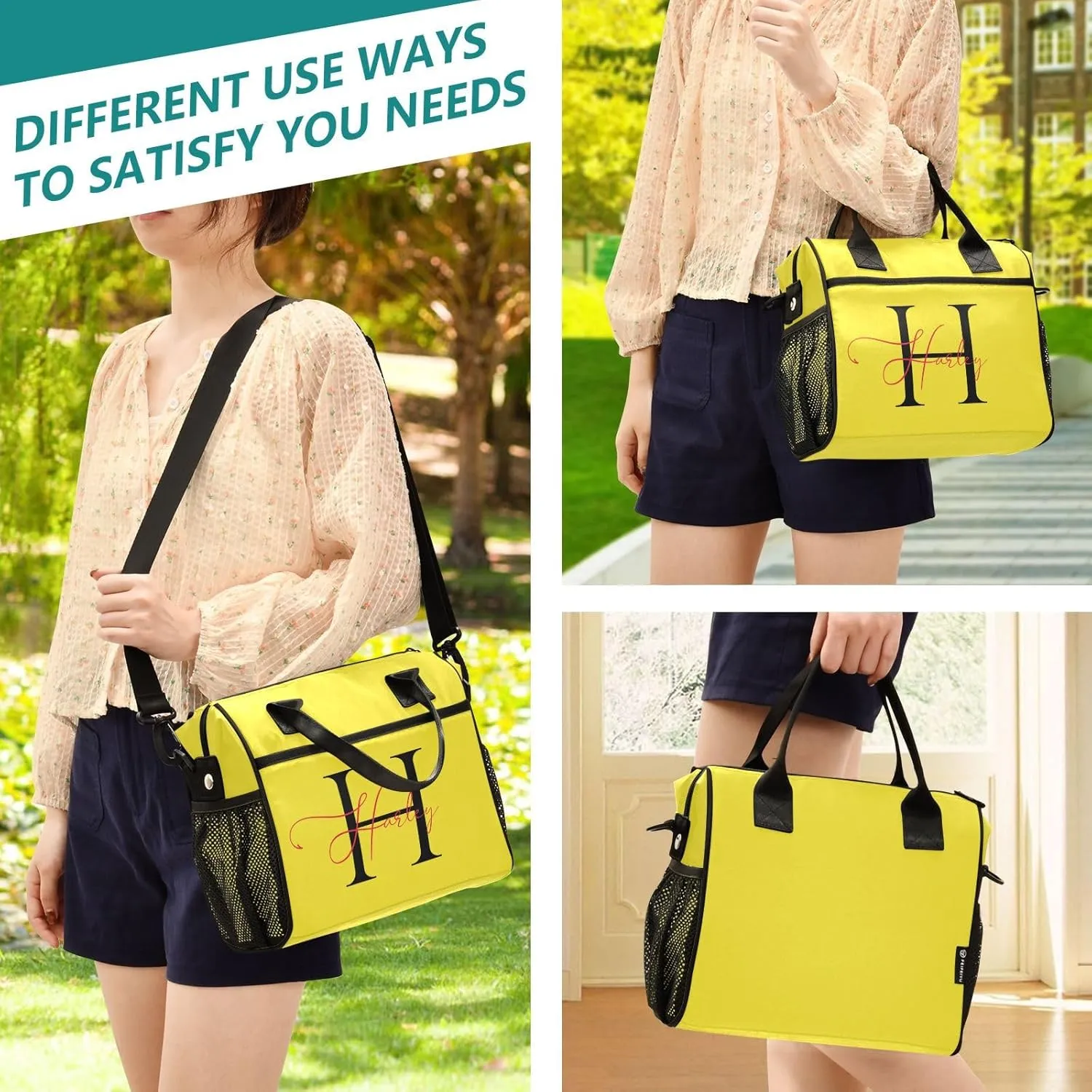 Aslsiy Personalized Lunch Bag Butter Customized Name Letter Insulated Lunch Box Gift for Women