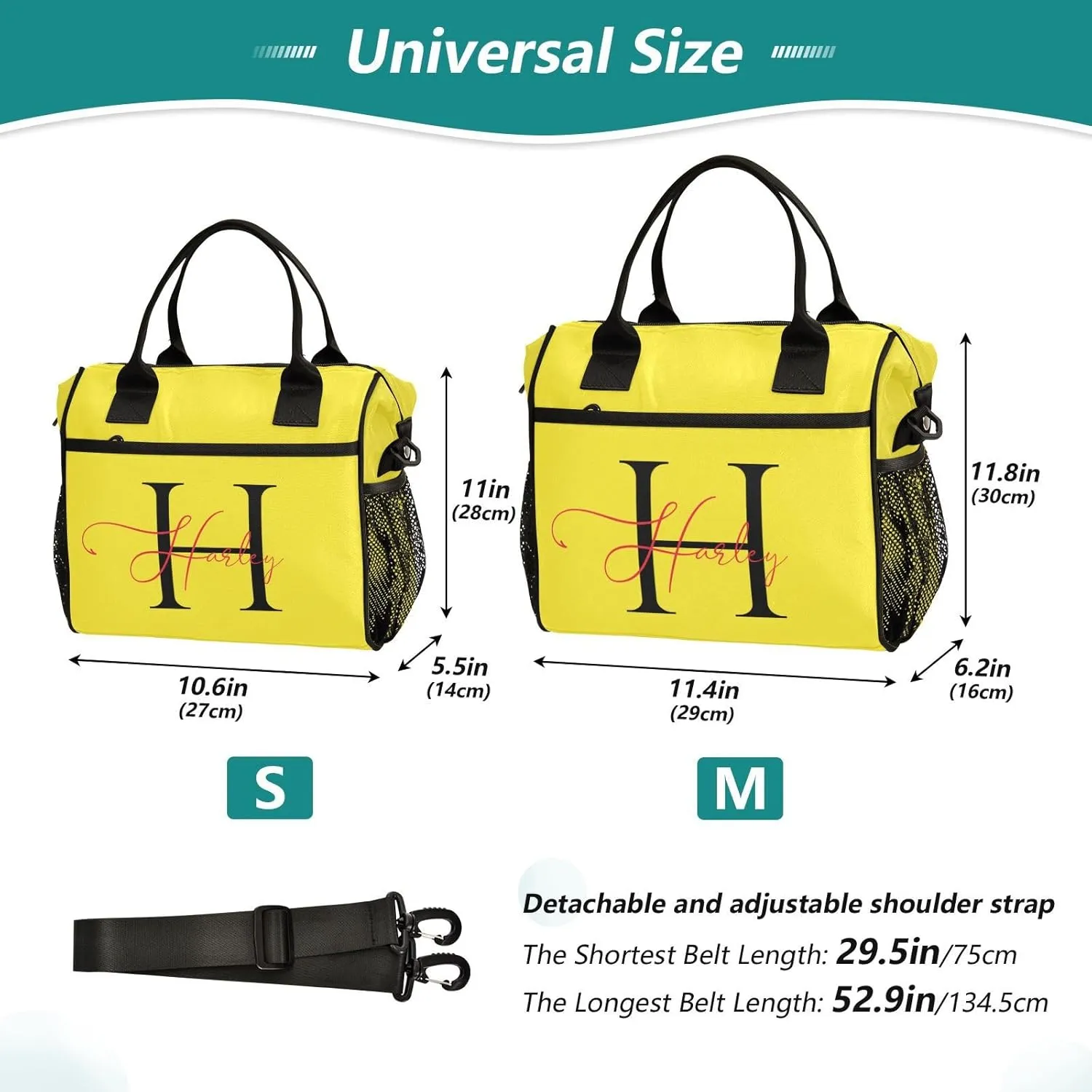 Aslsiy Personalized Lunch Bag Butter Customized Name Letter Insulated Lunch Box Gift for Women