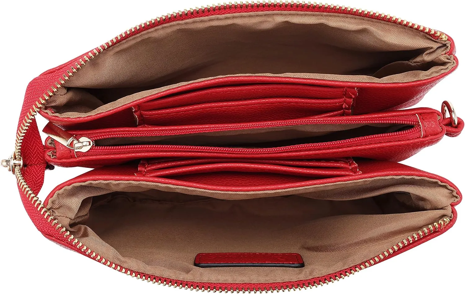 B BRENTANO Vegan Leather Multi-Pocket Crossbody Purse/Clutch with Card Slots, Removable Wristlet & Adjustable Shoulder Strap