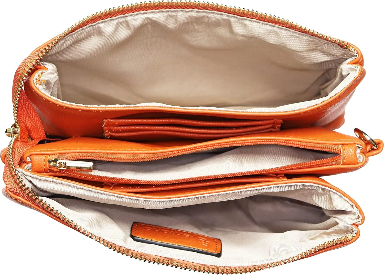 B BRENTANO Vegan Leather Multi-Pocket Crossbody Purse/Clutch with Card Slots, Removable Wristlet & Adjustable Shoulder Strap