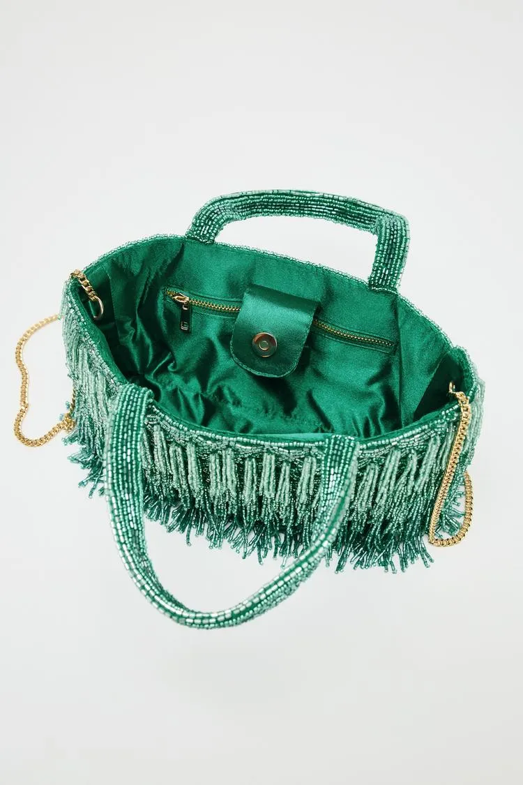 Bag with Rhinestone Fringing