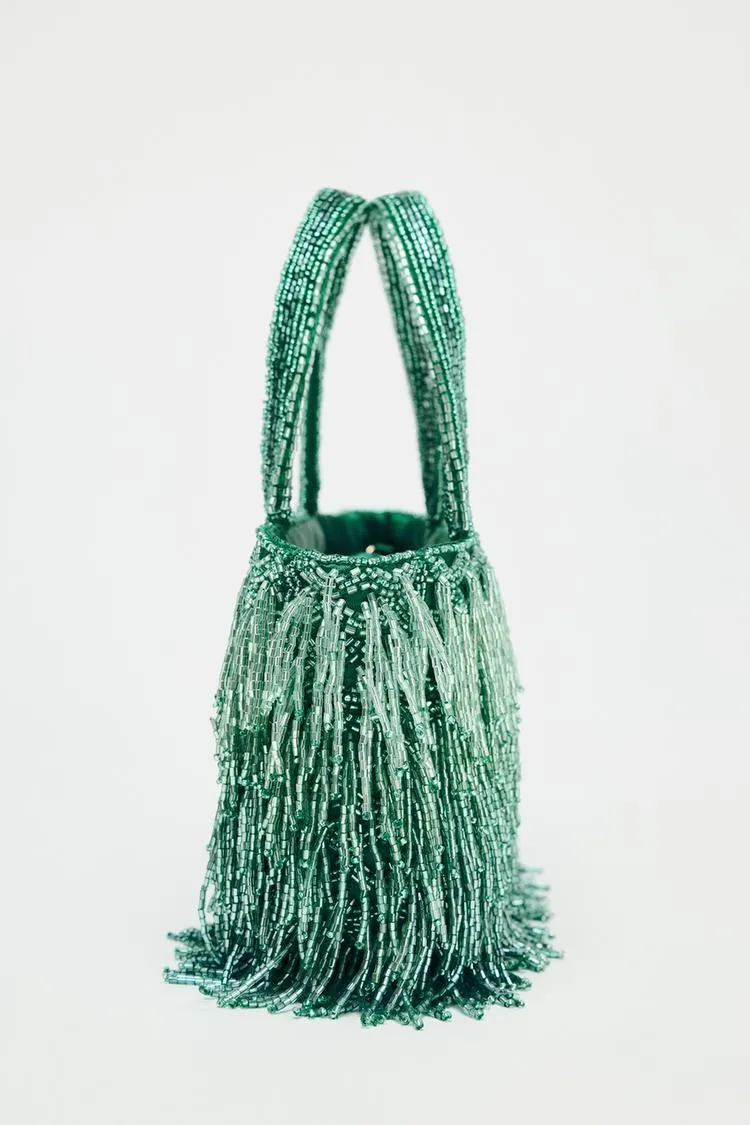 Bag with Rhinestone Fringing