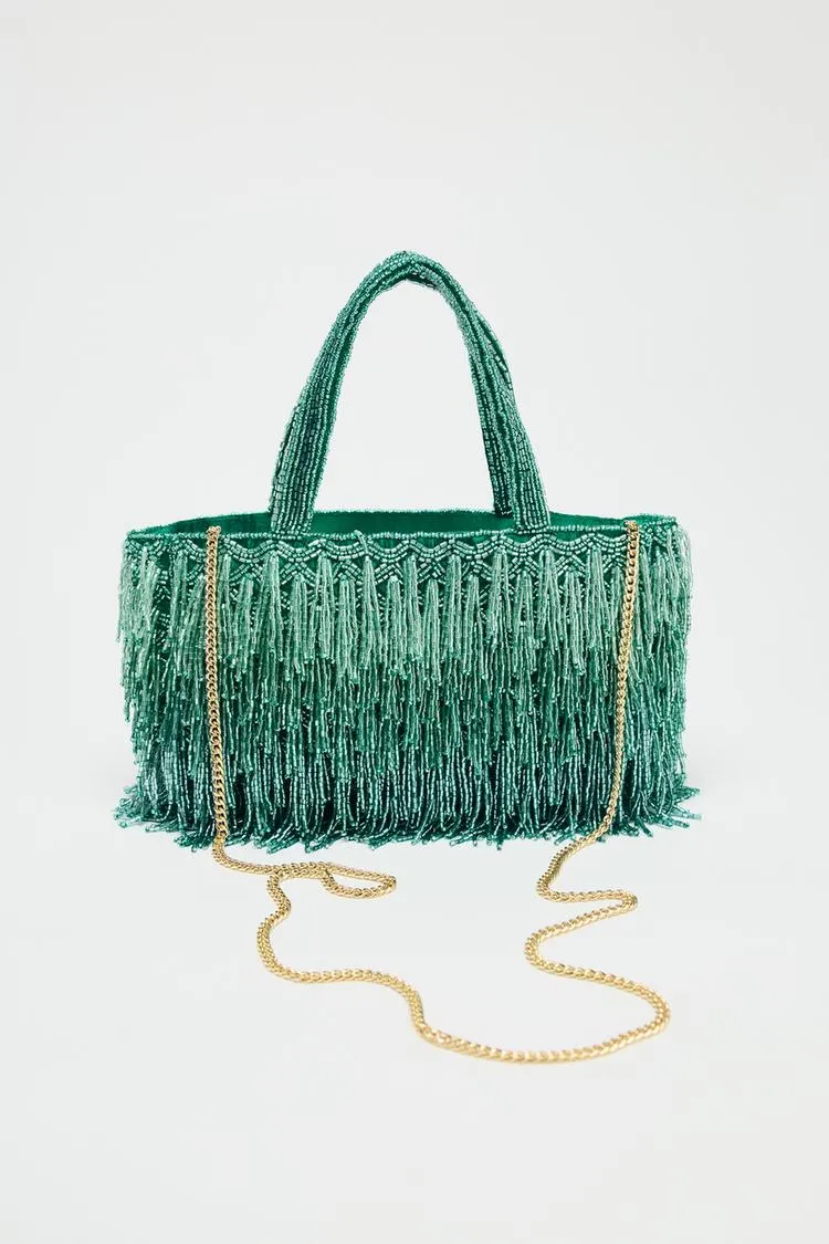 Bag with Rhinestone Fringing