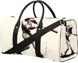 Baseball Sport Player Travel Duffel Bag for Women Men Waterproof Foldable Overnight Weekender Bag Large Capacity Sports Gym Bag