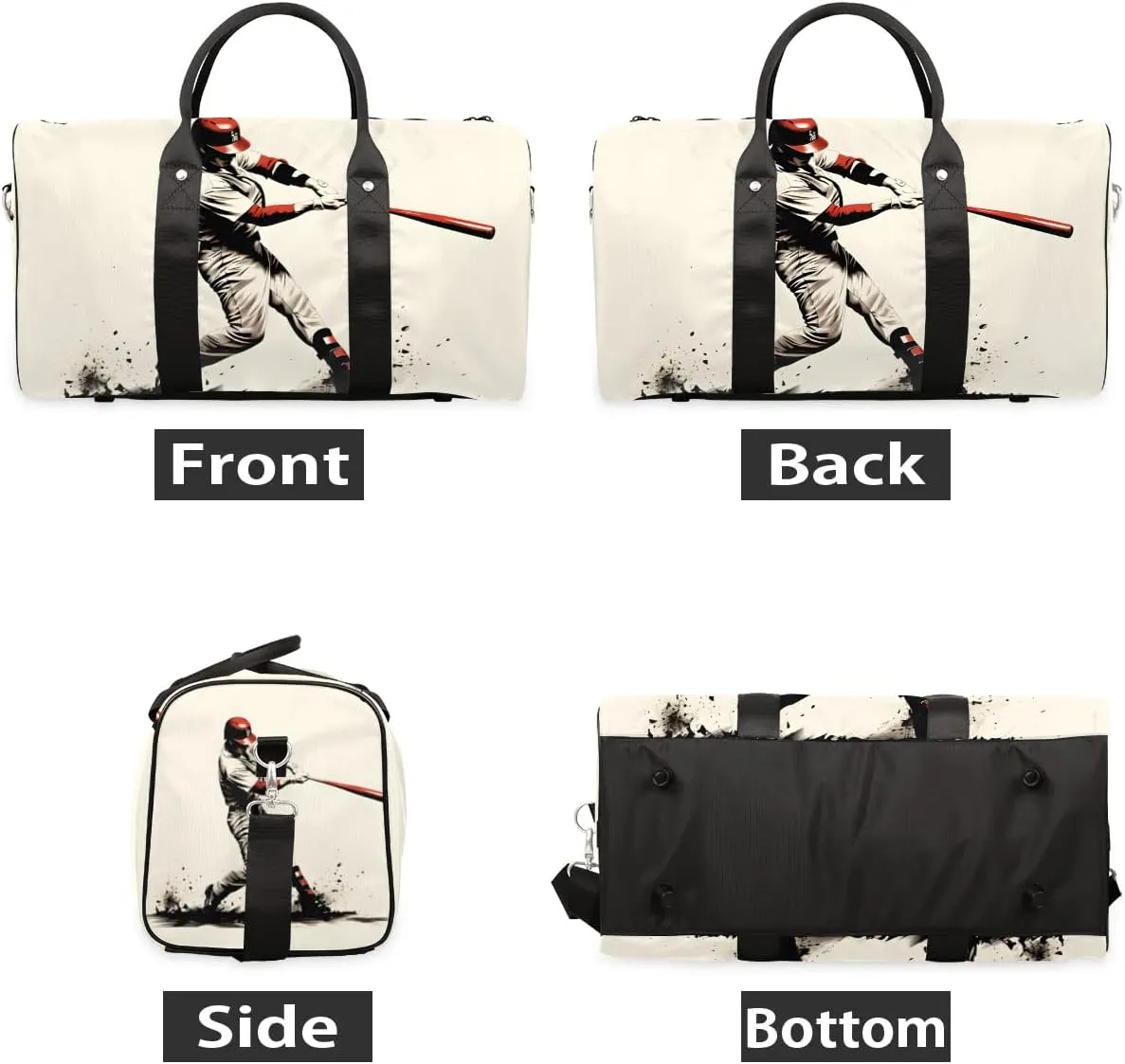 Baseball Sport Player Travel Duffel Bag for Women Men Waterproof Foldable Overnight Weekender Bag Large Capacity Sports Gym Bag