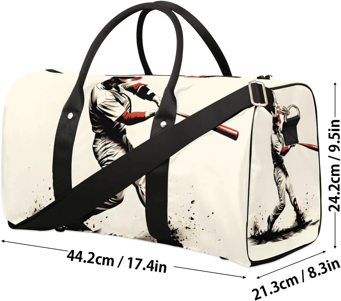 Baseball Sport Player Travel Duffel Bag for Women Men Waterproof Foldable Overnight Weekender Bag Large Capacity Sports Gym Bag