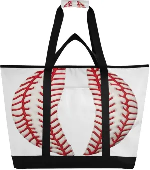 Baseball Stripes Reusable Insulated Lunchbox Cooler Bag, Leakproof Kitchen Grocery Bag Collapsible Portable Cooler Tote Bag for Picnic, Camping, Office, Travel