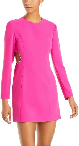 BCBGMAXAZRIA Women's Long Sleeve Round Neck Cutout Mini Cocktail Dress