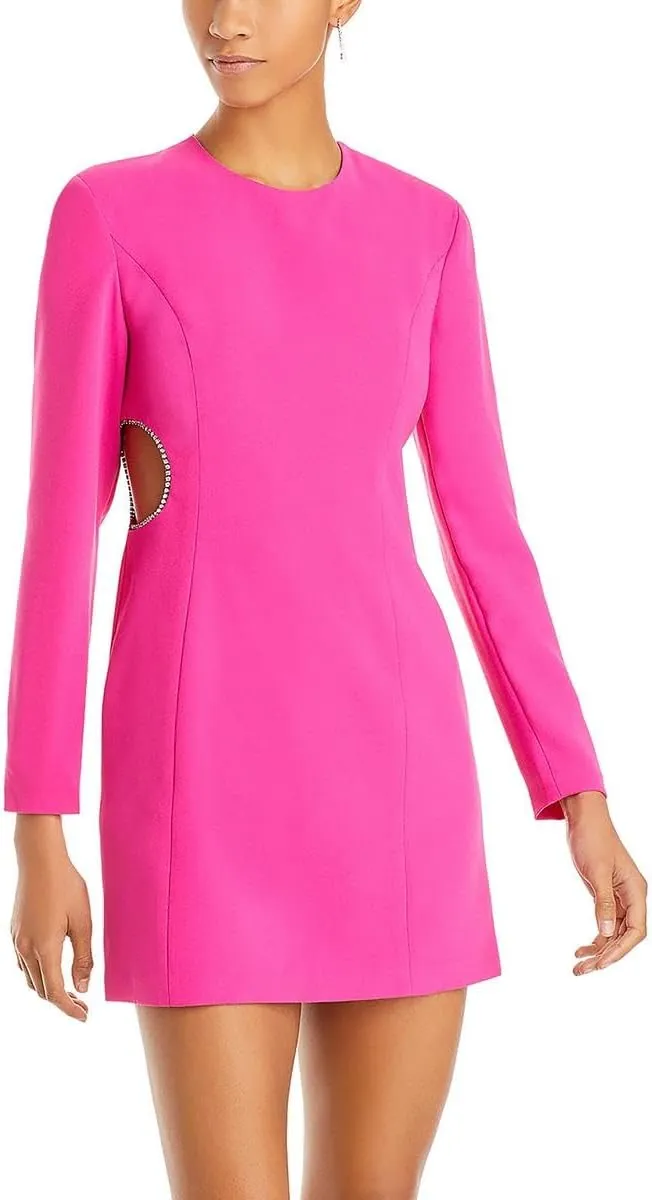 BCBGMAXAZRIA Women's Long Sleeve Round Neck Cutout Mini Cocktail Dress