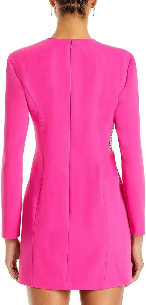 BCBGMAXAZRIA Women's Long Sleeve Round Neck Cutout Mini Cocktail Dress