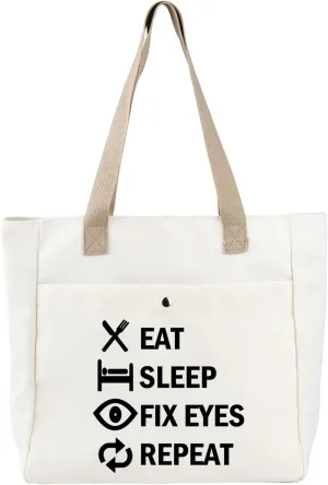 BDPWSS Funny Eye Doctor Gifts Optometrist Tote Bag Eat Sleep Fix Eyes Repeat Ophthalmologist Canvas Handbag Optician Gifts