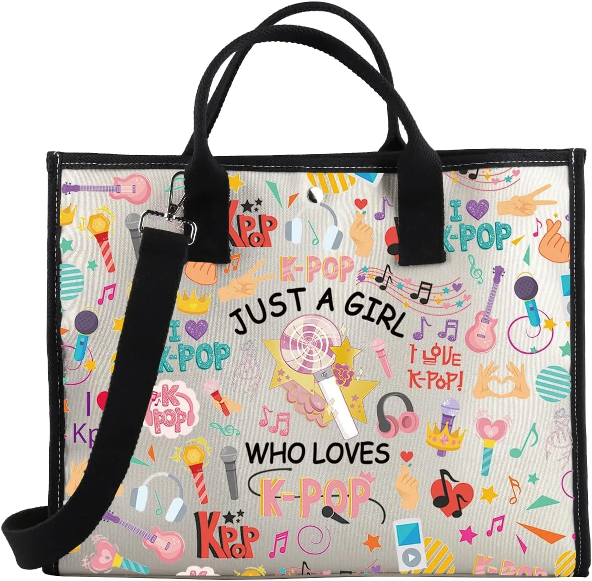 BDPWSS K-Pop Tote Bag K-Pop Singer Merchandise Just A Gi-rl Who Loves K-Pop Shoulder Bag K-Pop Music Fan K-Pop Team Gift