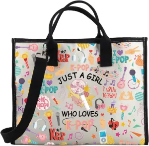 BDPWSS K-Pop Tote Bag K-Pop Singer Merchandise Just A Gi-rl Who Loves K-Pop Shoulder Bag K-Pop Music Fan K-Pop Team Gift