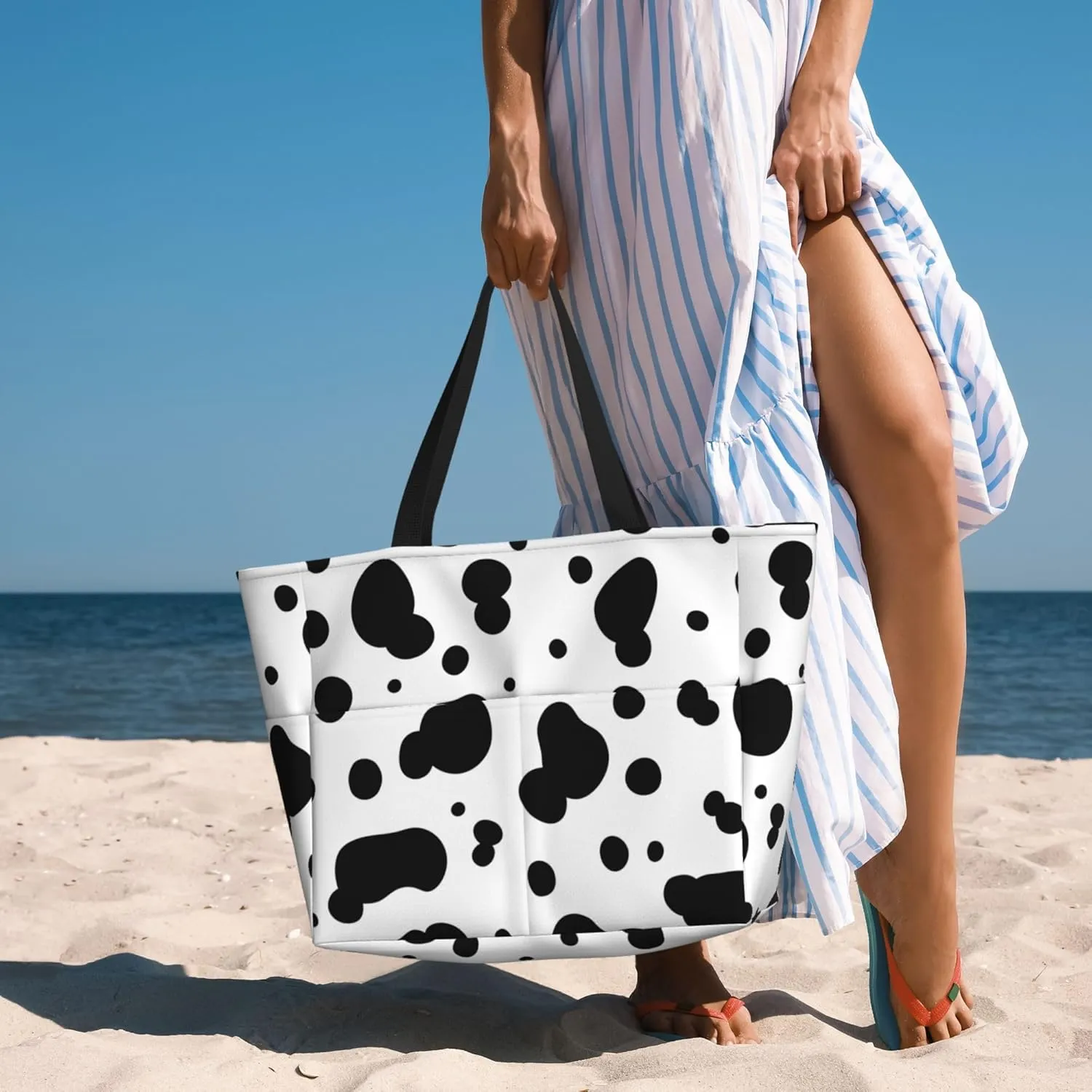Beach Bag for Women Ladies, Extra Large Waterproof Gym Pool Swim Zipper Tote Bag for Weekender Travel