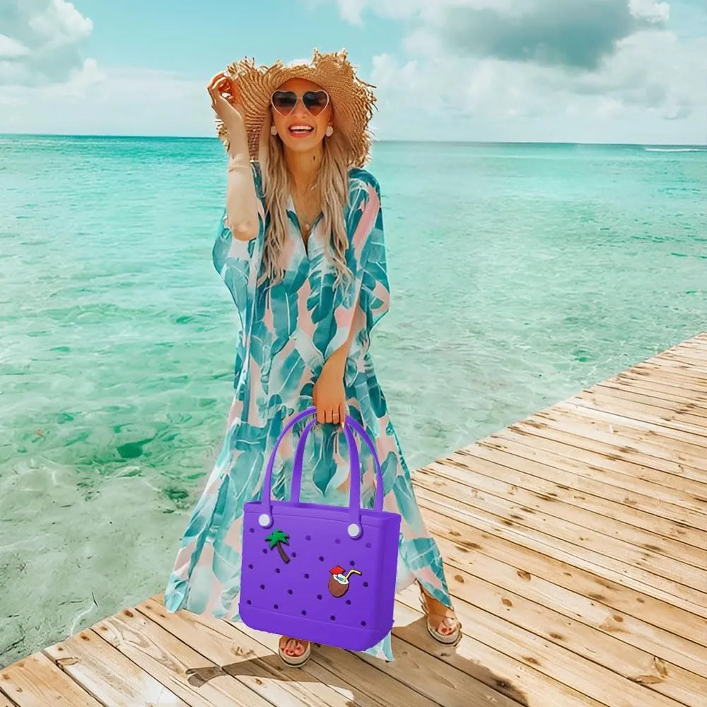Beach Bag Rubber Tote Bag Waterproof Sandproof Travel Bag for Women Washable Tote Bag Handbag