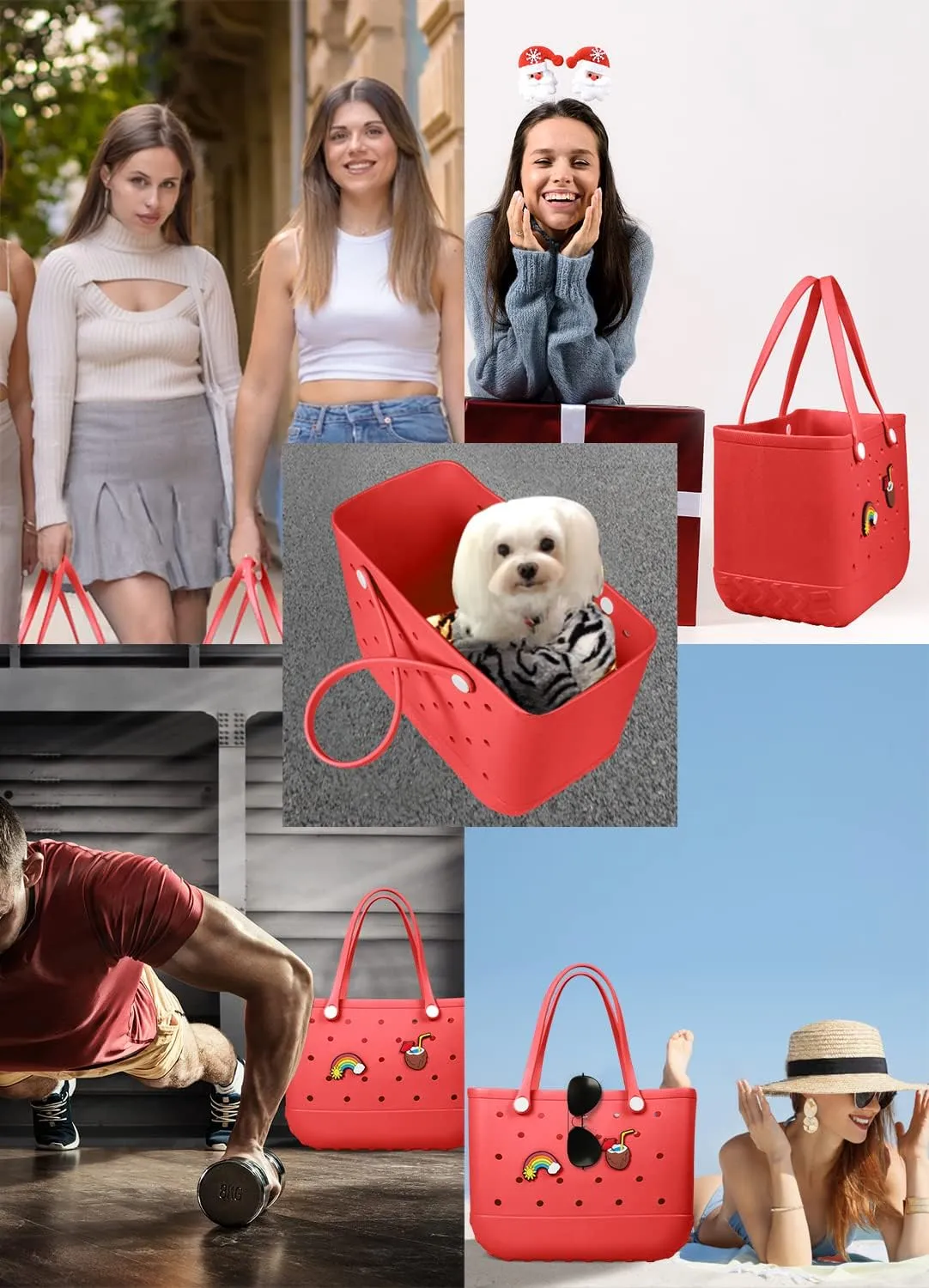 Beach Bag Rubber Tote Bag - Waterproof Travel Bag for Women Washable Tote Bag Handbag for Sports Beach Market Pool