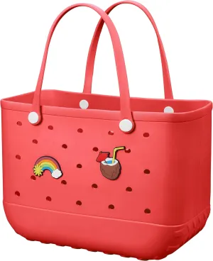 Beach Bag Rubber Tote Bag - Waterproof Travel Bag for Women Washable Tote Bag Handbag for Sports Beach Market Pool