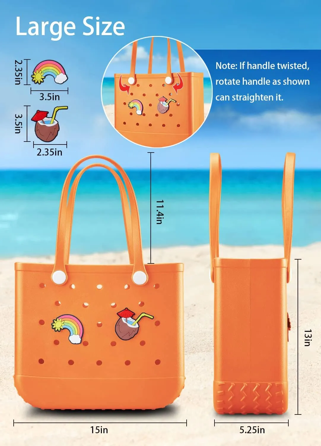 Beach Bag Rubber Tote Bag - Waterproof Travel Bag for Women Washable Tote Bag Handbag for Sports Beach Market Pool