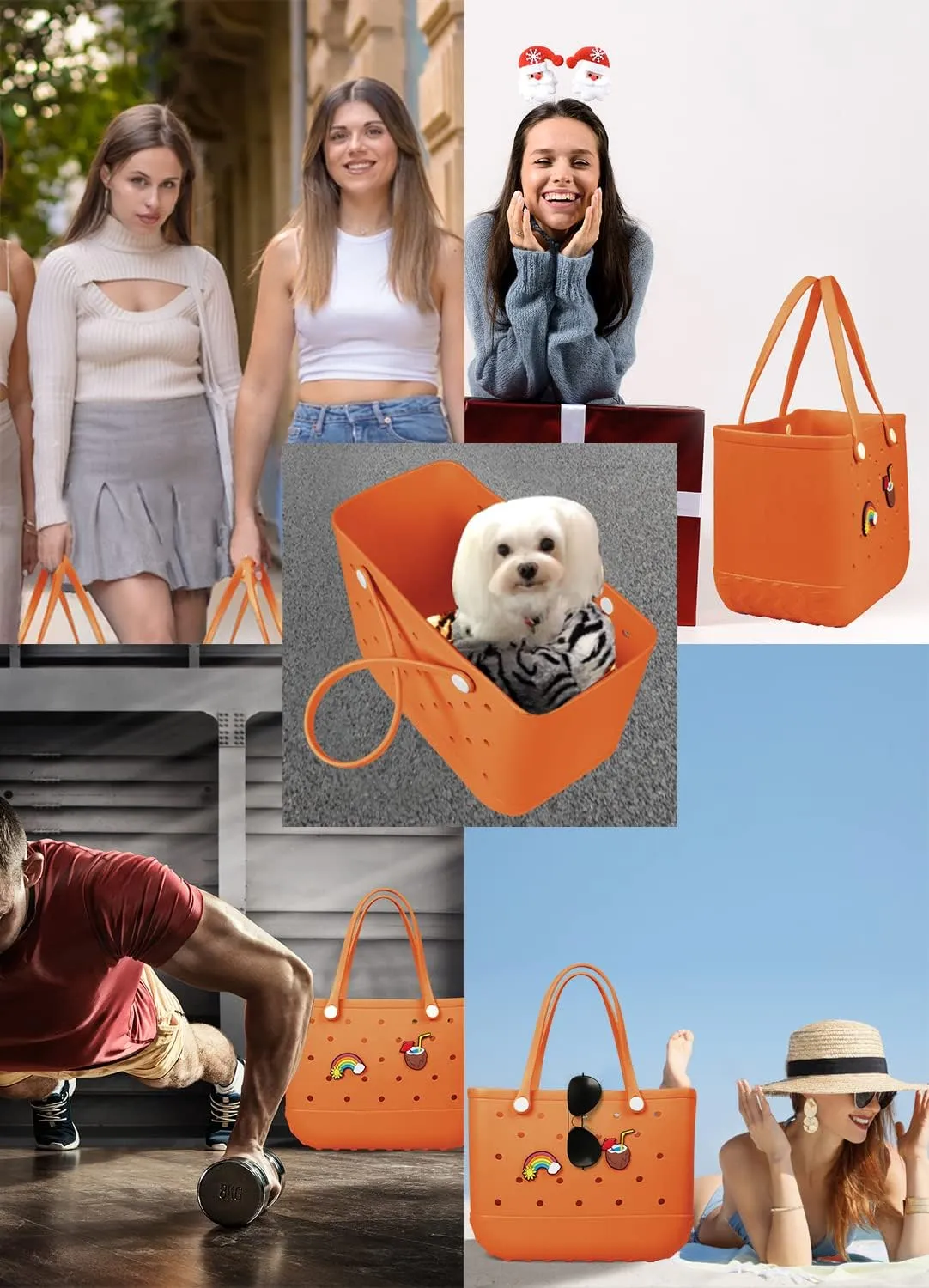 Beach Bag Rubber Tote Bag - Waterproof Travel Bag for Women Washable Tote Bag Handbag for Sports Beach Market Pool