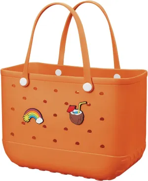 Beach Bag Rubber Tote Bag - Waterproof Travel Bag for Women Washable Tote Bag Handbag for Sports Beach Market Pool