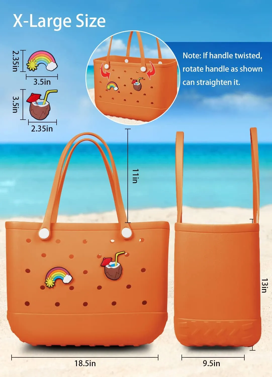 Beach Bag Rubber Tote Bag - Waterproof Travel Bag for Women Washable Tote Bag Handbag for Sports Beach Market Pool