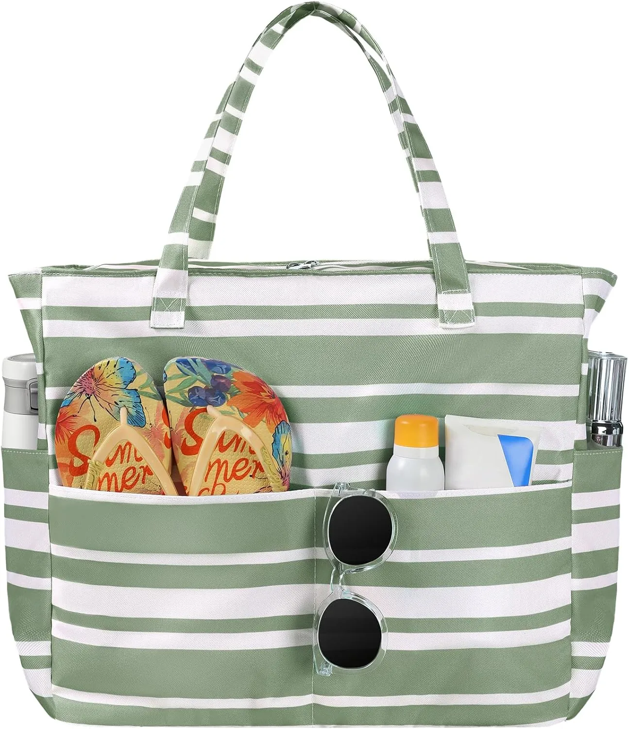 Beach Bags for Women Waterproof Sandproof Women Tote Bag, Large Beach Bag with Zipper for Gym Travel Vocation