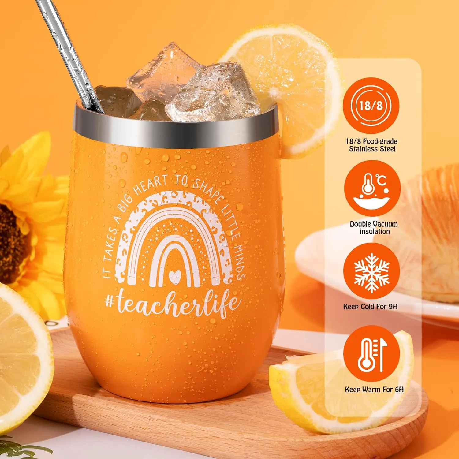 Best Teacher Gifts, Teacher Appreciation Gifts for Women, Orange Inspirational Gift Back to School Thank You Gift for Teachers from Student, Birthday Christmas Mothers Day Retirement Graduation Idea