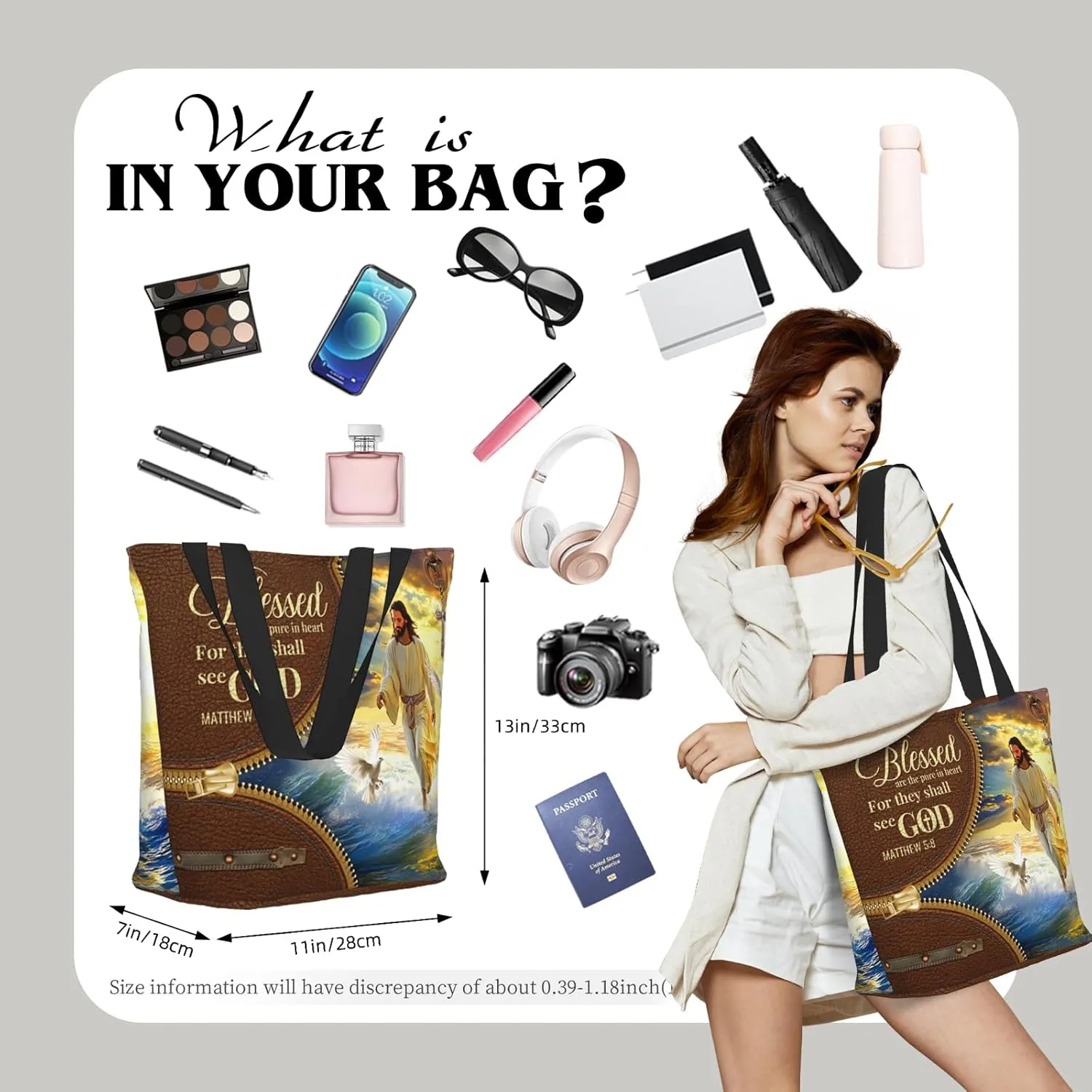 Bible Tote Bags for Women Christian Gifts Religious Church Shoulder Bag