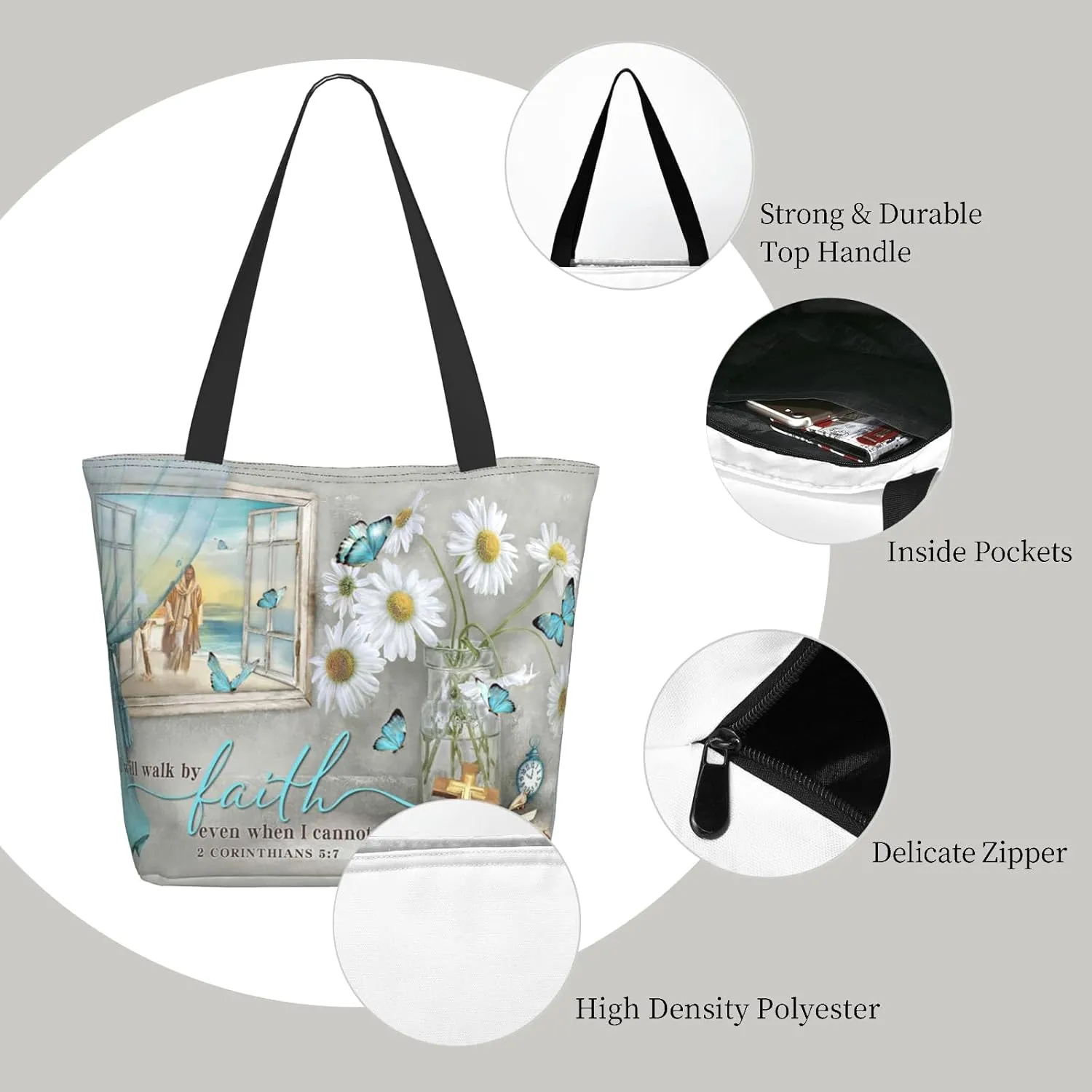 Bible Tote Bags for Women Christian Gifts Religious Church Shoulder Bag