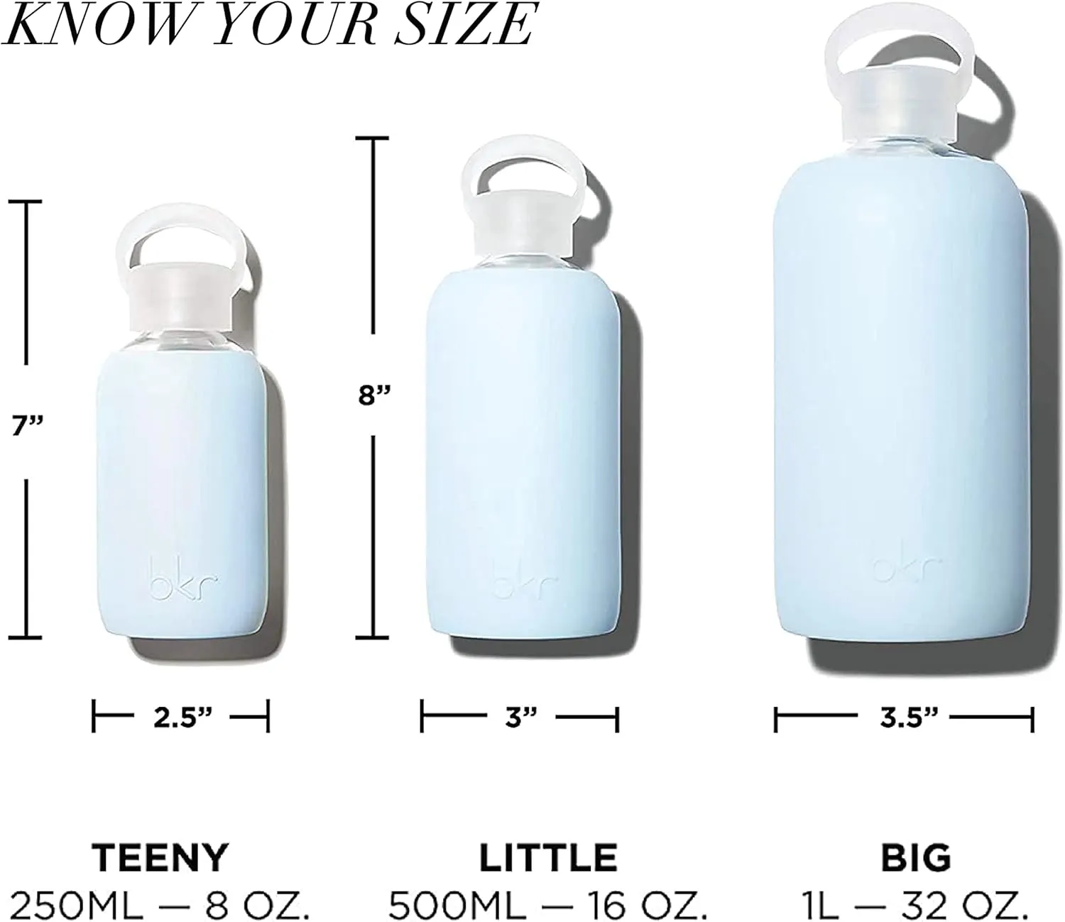 bkr - Little Smooth - Reusable Glass Water Bottle - 16oz - Fits in Cup Holder - Leakproof, Travel Friendly - BPA Free, Dishwasher Safe - Removable Silicone Sleeve & Carrying Loop