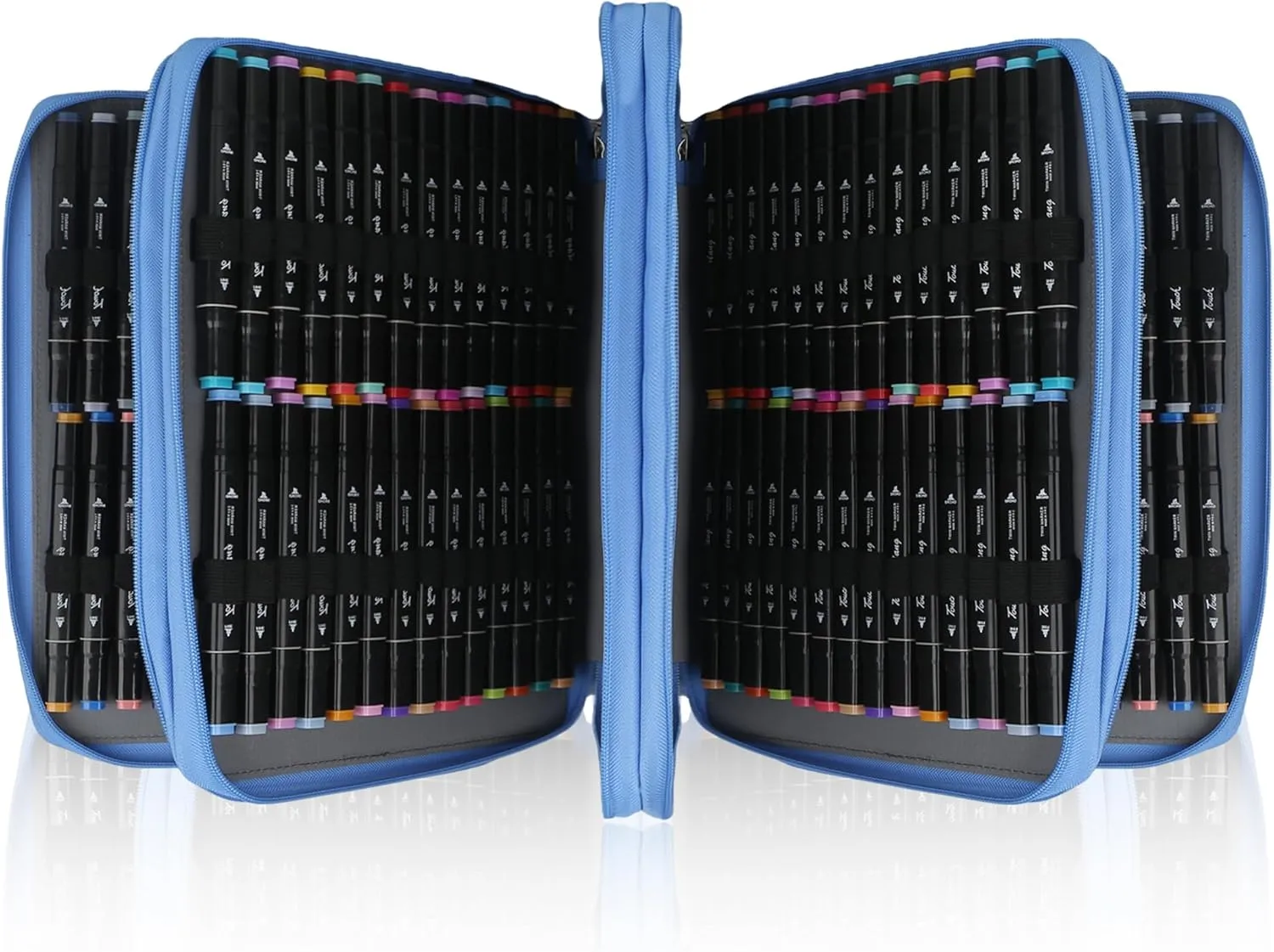 Blue Flower Marker Case, 224 Slots Alcohol Marker Case Markers Carrying Bag Holder for Art Sketch Marker, Permanent Paint Marker, Dry Erase Marker, Repair Pen, Color Highlighte Art Supplies