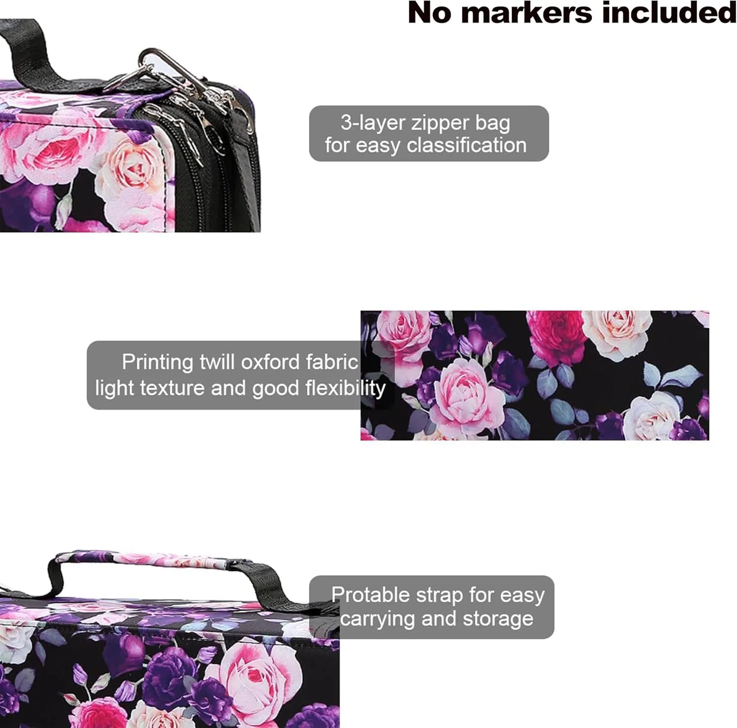 Blue Marker Case, 168 Slots Alcohol Marker Case Markers Carrying Bag Holder for Art Sketch Marker, Permanent Paint Marker, Dry Erase Marker, Repair Marker Pen, Color Highlighte Art Supplies