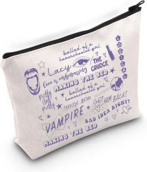 BLUPARK Singer Makeup Bag Singer Album Inspired Gift Singer Merch Singer Fans Gift Singer Sour Gift Sour Album Cosmetic Bag Musical Lyrics Gift (Lacy Guts)