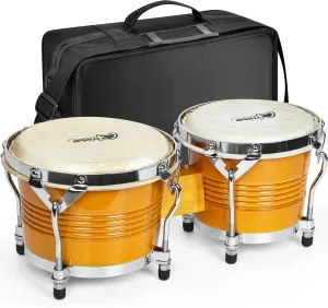 Bongo Drums 6.5” and 7.5”, Birch Percussion Instrument Bongos for Adults Beginners,Buffalo Hand Drum with Carry Bag and Tuning Wrench for Education and Practice.