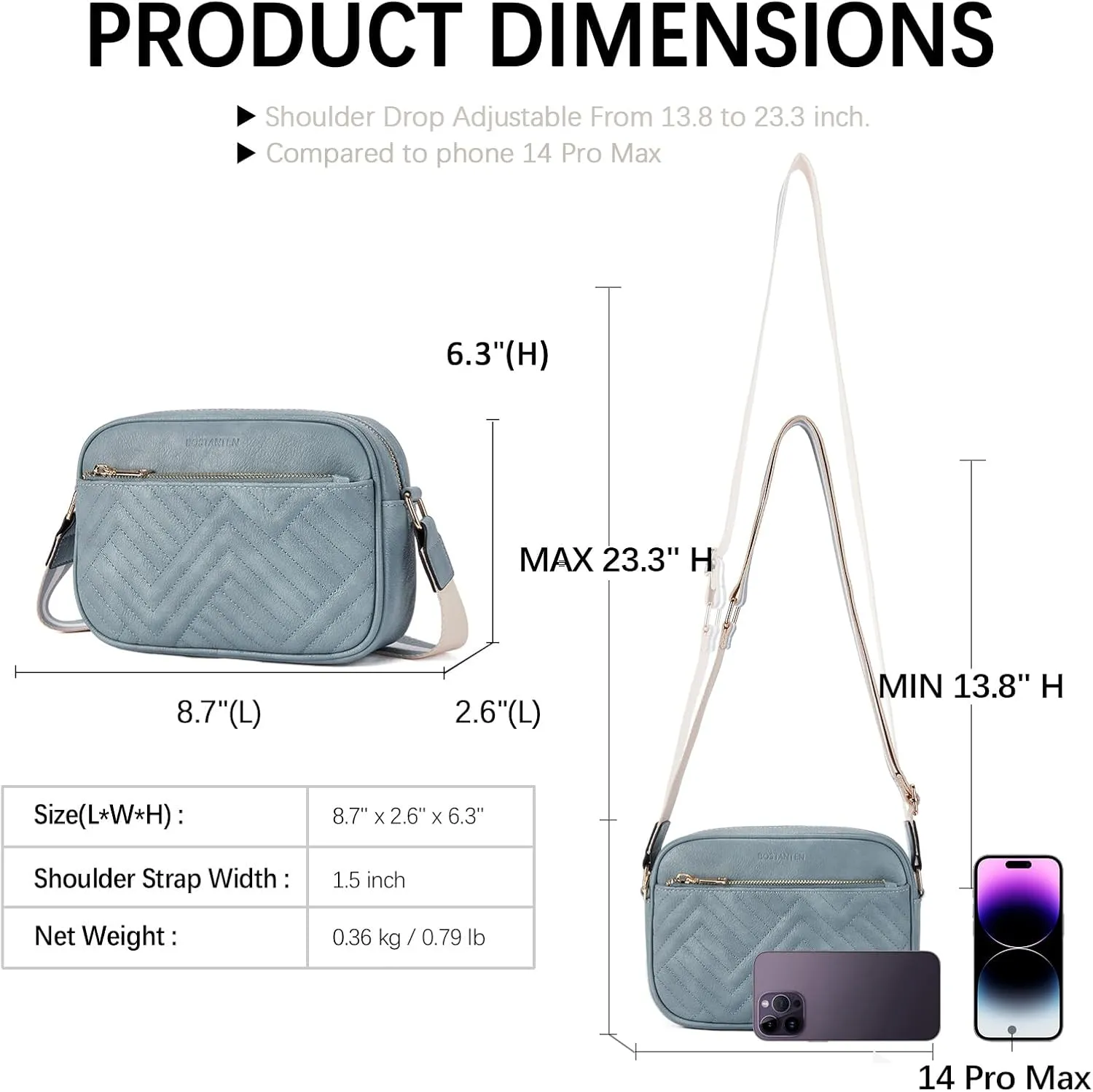BOSTANTEN Quilted Crossbody Bags for Women Vegan Leather Purses Small Shoulder Handbags with Wide Strap