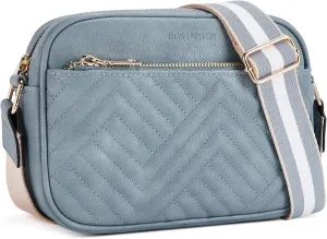 BOSTANTEN Quilted Crossbody Bags for Women Vegan Leather Purses Small Shoulder Handbags with Wide Strap