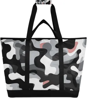 Camouflage Reusable Insulated Lunchbox Cooler Bag, Leakproof Kitchen Grocery Bag Collapsible Portable Cooler Tote Bag for Picnic, Camping, Office, Travel