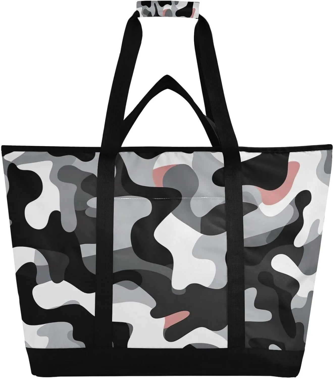 Camouflage Reusable Insulated Lunchbox Cooler Bag, Leakproof Kitchen Grocery Bag Collapsible Portable Cooler Tote Bag for Picnic, Camping, Office, Travel