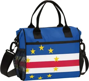 Cape Verde Flag Lunch Box Bag with Adjustable Shoulder Strap, Office Lunch Bag for Women Insulated Lunch Bag Small Lunch Bag