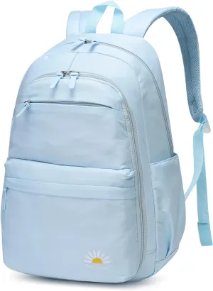 Caran·Y 38L Waterproof Kids Backpack for Boys & Girls 6-18 Yrs-Lightweight School Bookbag with 15.6" Laptop Compartment,Side Water Bottle Pockets,Durable Travel Backpack(Aqua Blue)