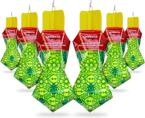 Catchmaster Japanese Beetle Traps Outdoor 6PK, Flying Insect Trap Bag with Dual Pheromone Food Lure, Hanging Bug Catcher for Backyard & Garden, Pest Control for Plants, Trees, Vegetables & Flowers